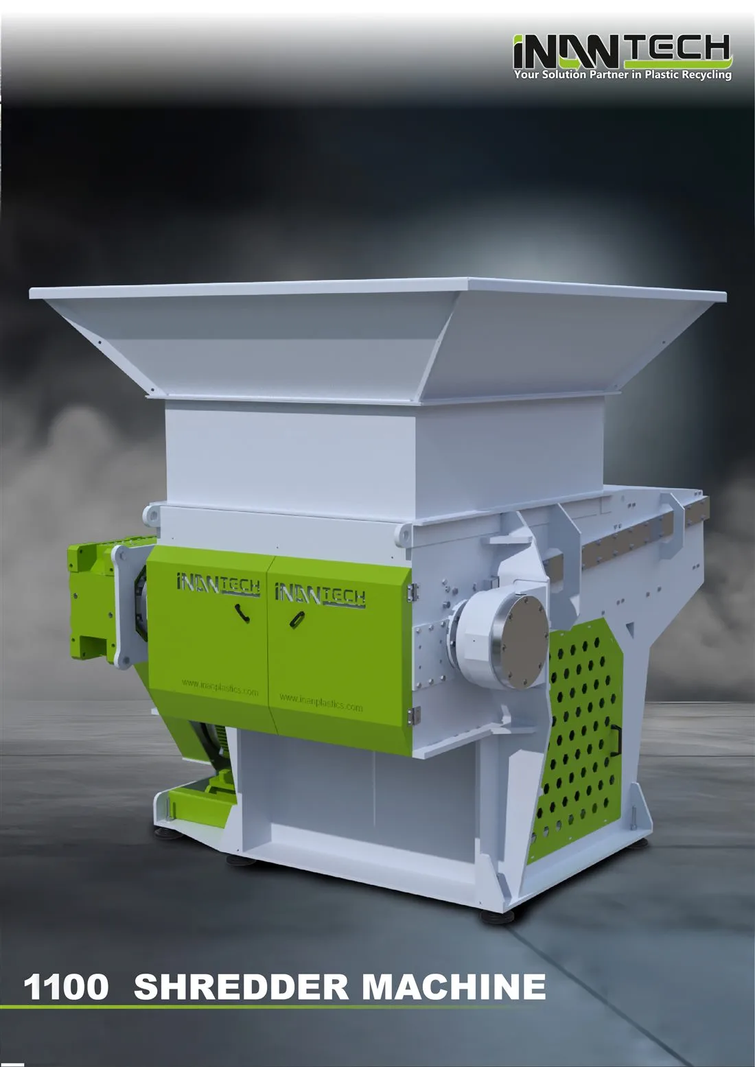 1100 tek şaftlı shredder